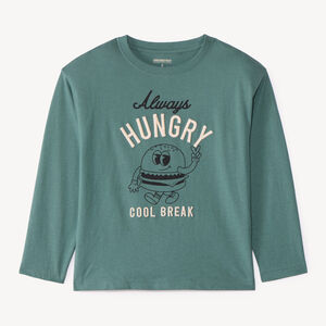 Camiseta de manga larga para niño oversize con bordado 3D decorativo. 