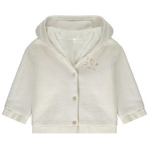 Gilet en tricot point mousse doublé sherpa pour bébé fille  Main Gilet en tricot point mousse doublé sherpa pour bébé fille
