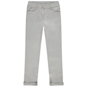 Pantalón slim en sarga lisa para niña 