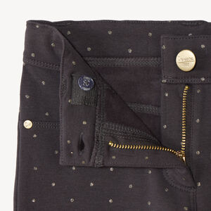 Pantalón skinny de felpa con estampado de lunares con purpurina niña 