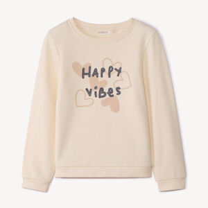Sudadera de felpa lisa con estampado brillante para niña  Main Sudadera de felpa lisa con estampado brillante para niña