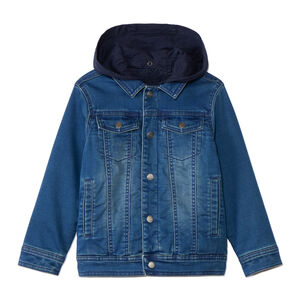 Chaqueta efecto denim forrada de felpa con capucha para niño  Main Chaqueta efecto denim forrada de felpa con capucha para niño