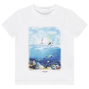 Camiseta de manga corta con estampado fotográfico océano para niño 
