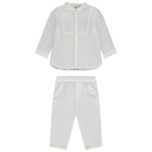 Conjunto de ceremonia 2 piezas con pechera para bebé niño 