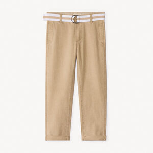 Pantalón recto de tela con cinturón para niño 