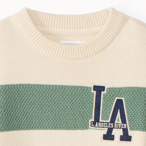 Jersey de punto fantasía con rayas y parche para niño 