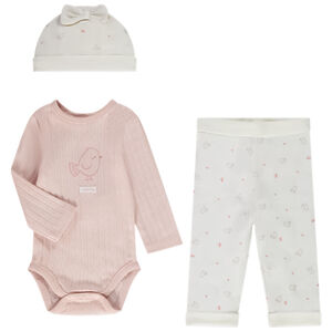 Conjunto 3 piezas bebé niña con estampado de pájaros  Main Conjunto 3 piezas bebé niña con estampado de pájaros