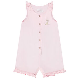 Pelele corto liso con bordado para bebé niña 