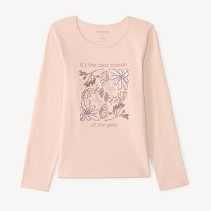 Camiseta de manga larga para niña con estampado de lentejuelas fantasía 