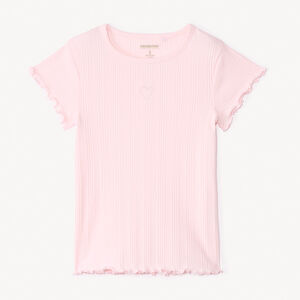 Camiseta de manga corta de punto acanalado liso niña 