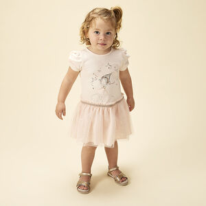Vestido efecto 2 en 1 con tul estampado de mariposas para bebé niña  Main Vestido efecto 2 en 1 con tul estampado de mariposas para bebé niña