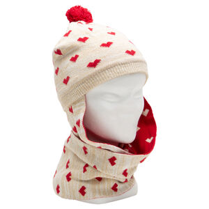 Gorro con bufanda de punto con estampado 