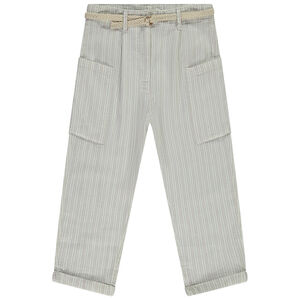 Pantalón rayado con bolsillos + cinturón trenzado para niña  Main Pantalón rayado con bolsillos + cinturón trenzado para niña