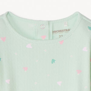 Camiseta de manga larga de canalé con estampado niña. 