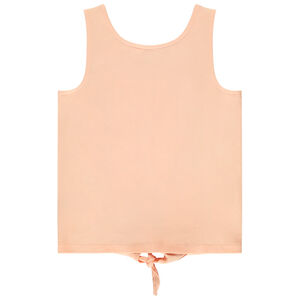 Camiseta sin mangas efecto nudo con print brillante niña 