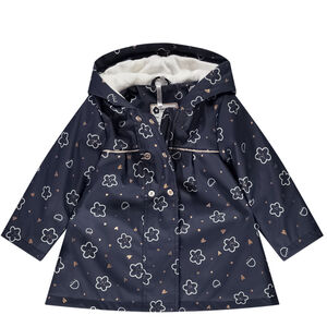 Parka de goma con capucha y estampado fantasía para bebé niña 