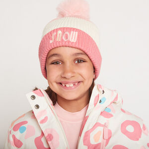 Bonnet de ski effet colorblock avec pompon pour fille  