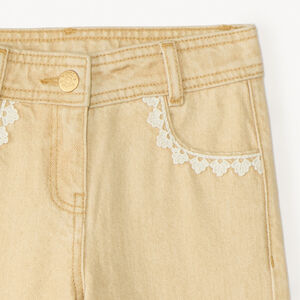 Pantalón vaquero ancho liso con bolsillos decorativos niña 