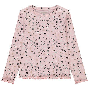 Camiseta de manga larga de punto acanalado con estampado fantasía niña 