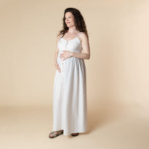 Robe larga de embarazo y lactancia a rayas 
