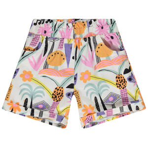 Short de sarga estampada fantasía para niña 