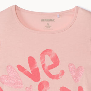 Camiseta de manga corta con estampado de purpurina niña 