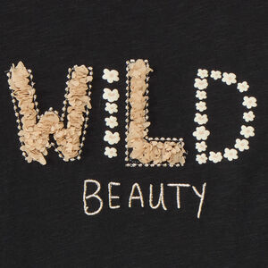 Camiseta de manga larga lisa negra para niña 