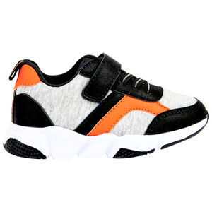 Zapatillas bajas jaspeadas grises con detalles naranjas y cierre de velcro para niño  Main Zapatillas bajas jaspeadas grises con detalles naranjas y cierre de velcro para niño