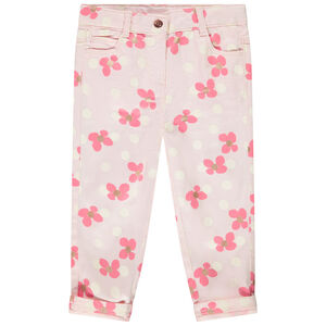 Pantalón slim de sarga con estampado para bebé niña 