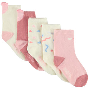 Pack de 5 pares de calcetines con estampado de corazones para bebé niña 