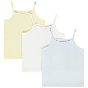 Pack de 3 camisetas sin mangas unicolor para niña 