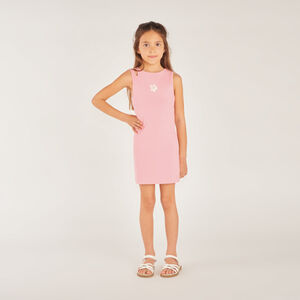 Vestido sin mangas de malla con bordado de flores para niña 