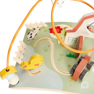 Plancha de actividades de madera con espirales de granja 