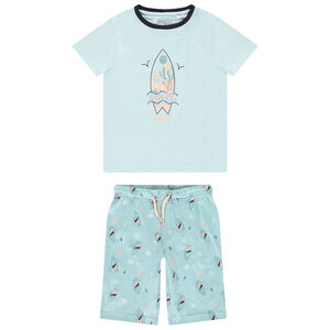 Pijama de 2 piezas camiseta y short con estampado fantasía surf para niño 