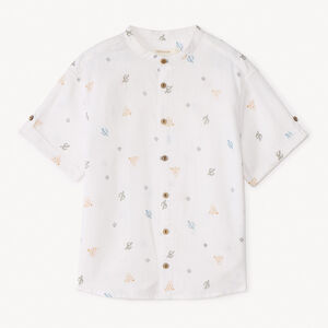 Camisa de manga corta con cuello mao con estampado de cactus para niño 