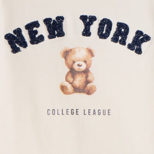 Camiseta de manga larga con osito bordado para niña 