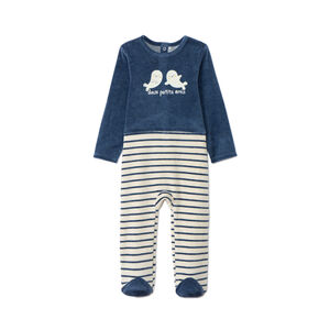 Dors-bien en velours rayé effet 2 en 1 pour bébé garçon 