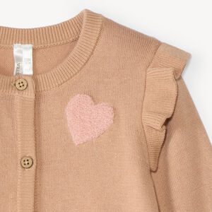 Chaleco de bebé niña de punto con diseño fantasía y parche de bucle. 