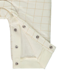 Pelele largo de cuadros con oso bordado para bebé niño 