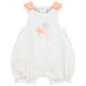 Pelele sin mangas estampado de lunares con lazo para niña bebé 