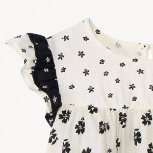 Túnica de manga corta en gasa con estampado de flores para niña 