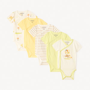 Lote de 5 bodies con motivos de safari para bebé niño (diferentes aperturas según la edad) 