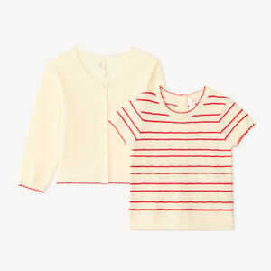 Chaleco y camiseta de bebé niña de punto con diseño. 