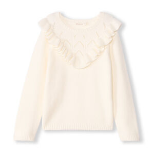 Suéter de punto con volantes y trenzas para niña.  Main Suéter de punto con volantes y trenzas para niña.