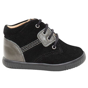 Botines de piel con cordones y apliques plateados 