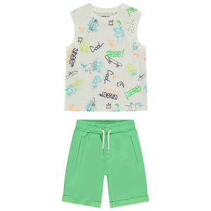 Conjunto de 2 piezas con camiseta sin mangas estampada para niño 