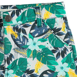 Bermuda en toile à imprimé végétal all-over 