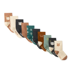 Paquete de 10 calcetines para bebé niño con diseño de copo de nieve. 