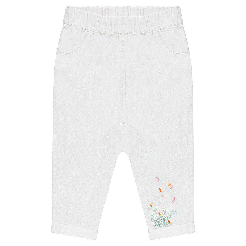 Parte La Pantalón Lino En Dibujo Inferior Y Bombacho Con De Algodón 4BCwqAzx4