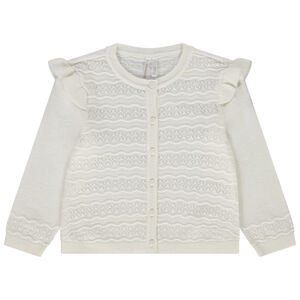 Chaqueta de punto calado con mangas acampanadas para bebé niña 